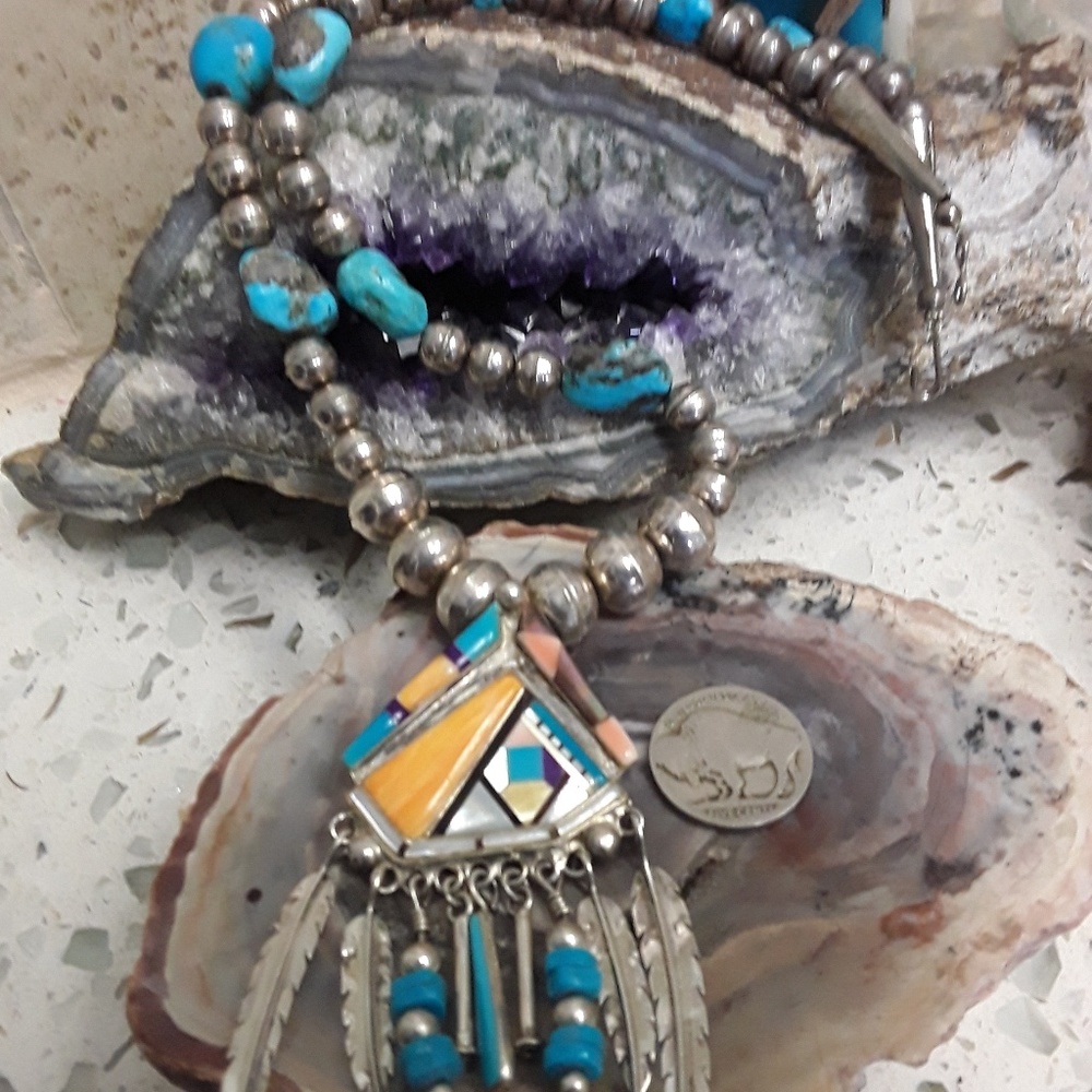 🚫SOLD🚫Vintage STERLING Southwest Necklace - Picture 6 of 7